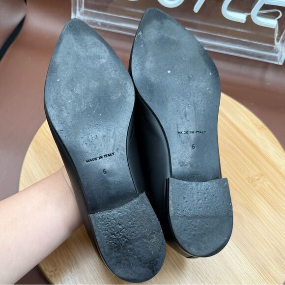 EVERLANE Flat Loafer Pointed Toe Italian Leather Shoes Black US Sz 6 - Picture 10 of 12